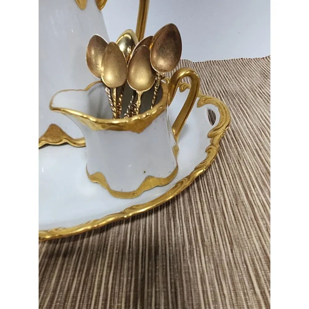 Vintage Mary Dzier Cathcart 1971 Signed Porcelain Coffee Set Tray Sugar Creamer